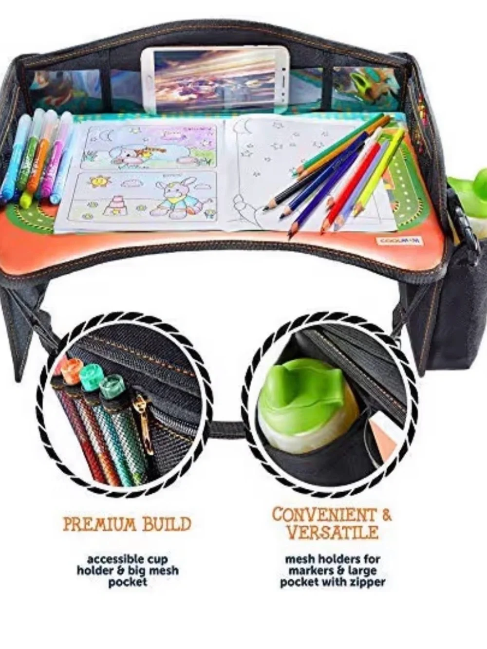 Kids Travel Lap Tray Organizer For Plane, Car & Home